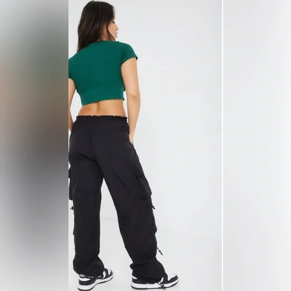 Like New The Chloe Nylon parachute pants by Garage size small in black, sold out - Picture 2 of 13